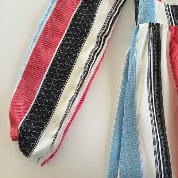 AMT Gypsy Gal Striped Long Sleeve V-Neck Grommet Mini Dress Size Medium NWT - Picture 11 of 13